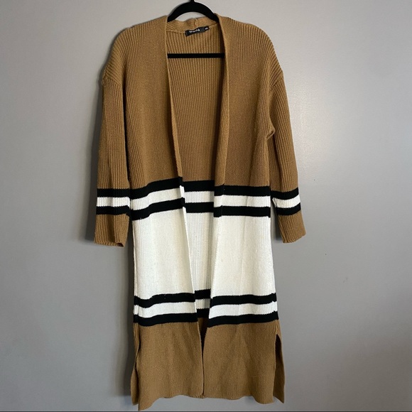 NaaNaa Sweaters - NAANAA Womens Long Line Color Block Knit Open Front Cardigan Size M/L